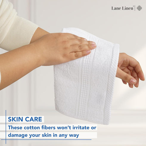 12 Set -100% LANE LINEN PC Wash Cloths Bathroom Cotton Highly Absorbent Washcloths Bulk, Premium Spa & Hotel Quality