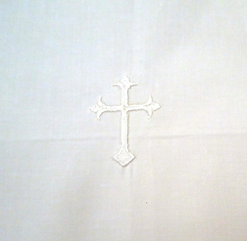 Integrity Designs White Linen Cloth with White Cross Embroidery, 18 Inches Square