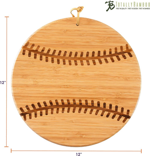 Totally Bamboo Baseball Shaped Bamboo Wood Cutting Board and Charcuterie Board, Great Gift for Baseball Fans