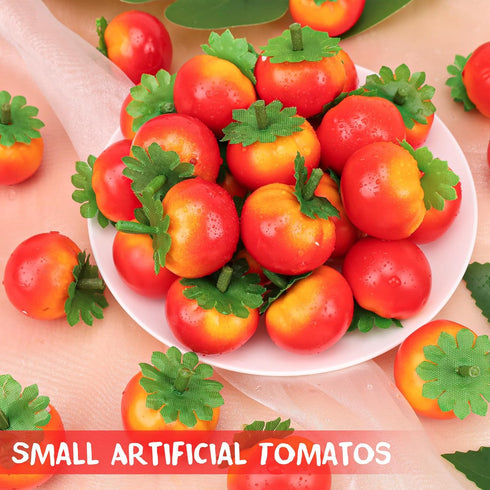 Meiwlong 27 1.5 Inch Pcs Small Artificial Tomatos,Mini Fake Tomato for Decoration, Realistic Plastic Fake Fruits