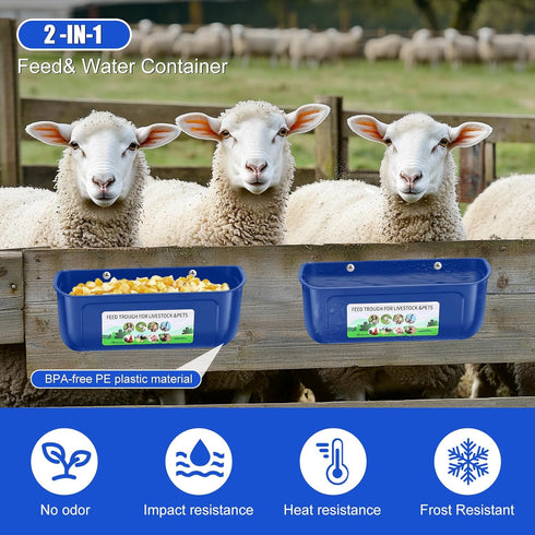 6 Pack Chicken Feeder Waterer, Duck Feeder Supplies, Hanging Fence Feed Trough with Clips for Goat, Sheeple, Piglet