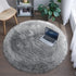Grey Faux Fur Rug - Fluffy Round Rug for Bedroom, Kids Room, 3X3 Soft Gray Shag Circular Carpet for Nursery