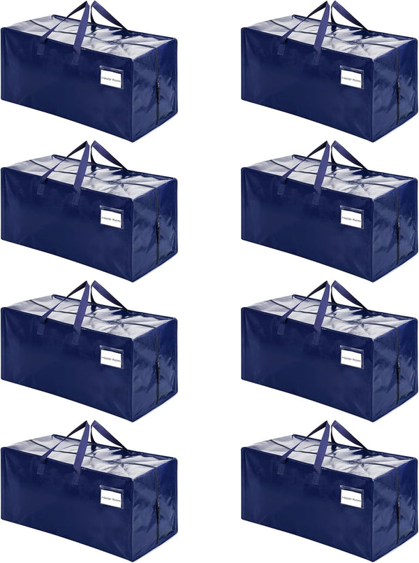 VENO 8 Pack Moving Bags with Backpack Straps, Storage Bins & Packing Supplies (Blue, 8 Pack)