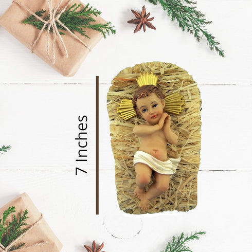 Religious Gifts 2 7 Inch Infant Jesus Christ in Crib Piece Resin Christmas Nativity Statue