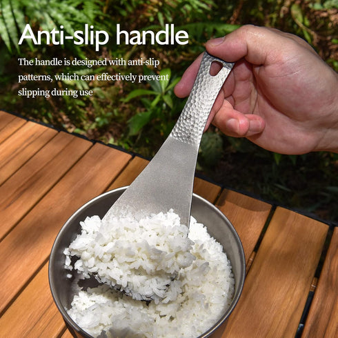 iBasingo Titanium Rice Serving Spoon, Portable Cooking Kit, Ultra-light Rice Shovel, Thickened Tableware Ti1079T