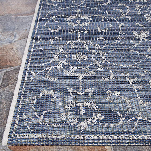 Couristan Monte Carlo Summer Vines Area Rug 2' x 3'7", Navy-Ivory