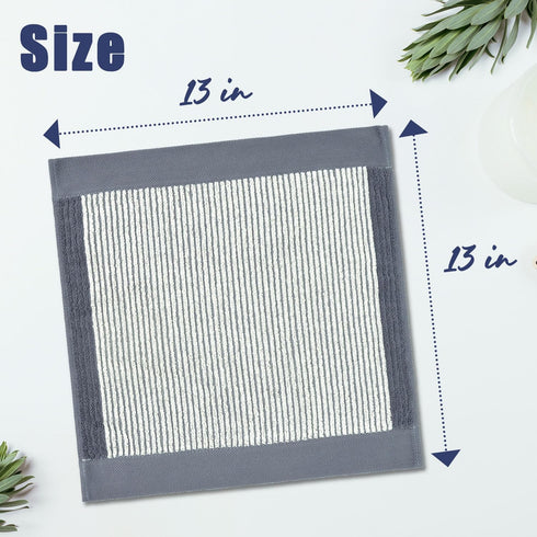 12 Set, 13 13 Inches, Cleanbear Wash Cloths for Showering, Washcloths with Stylish Jacquard Weaved Design, Cotton