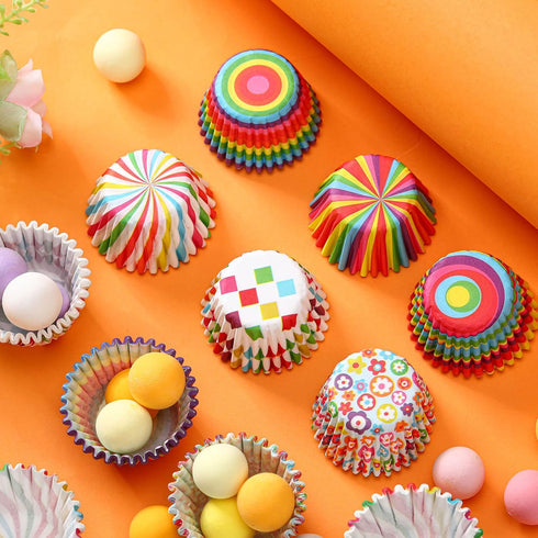 600 Count Cupcake Baking Cups, Mini Colorful Cupcake Liners, Rainbow Combo Disposable Baking Cups for Birthday Party