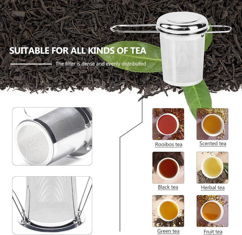 Tea Infuser, Stainless Steel Tea Steeper with Fine Mesh Filters, Large Capacity Strainer for Loose Leaf Tea