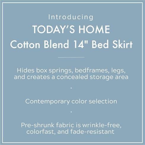 Home Classic Tailored Bed Skirt Dust Ruffle, Cotton Blend Design, 14" Drop Length, Twin XL, White by TODAY'S HOME