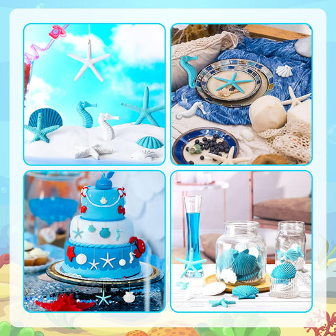 Jetec 26 Pcs Beach Ocean Themed Christmas Ornaments, Bulk Resin Starfish & Seashell Decorative Nautical Ornaments for