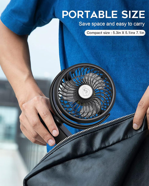 Portable Camping Fan with LED Lights, Small Tent Fan, 40 Working Hours Rechargeable USB Battery Fan for Travel &
