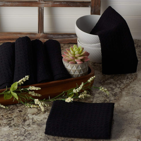 DII 6 Piece Recycled Cotton Kitchen Collection Dishtowel Set, 18x26, Black
