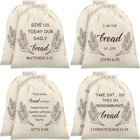 Vesici 8 Pcs Large Linen Bread Bag for Homemade Bread Reusable Container