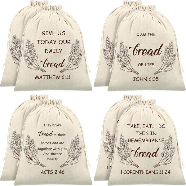 Vesici 8 Pcs Large Linen Bread Bag for Homemade Bread Reusable Container