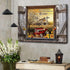 Farmhouse Canvas Wall Art Red Old Tractor Picture, Rustic Sunflowers Country Painting for Kitchen Decor