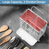 Stainless Steel Utensil Holder with 2 Compartments, Drying Rack for Kitchen Counter, Silverware Organizer