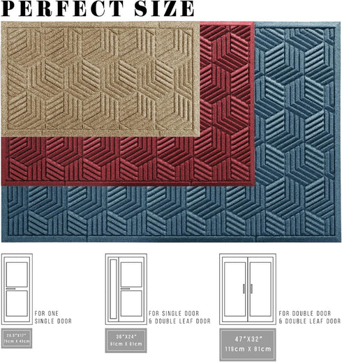 Yimobra Front Entrance Door Mat, All-Season Heavy Duty Outdoor Indoor Floor Mat, 29.5x17 Inch, Beige Brown