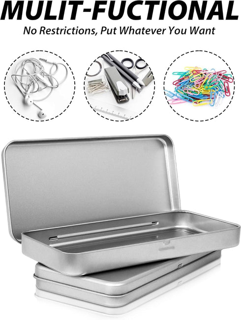 3 Pack Metal Tin Box with Lid, Rectangular Tins with Hinged Lid for Storage of Jewelry, Candies, and Crafts