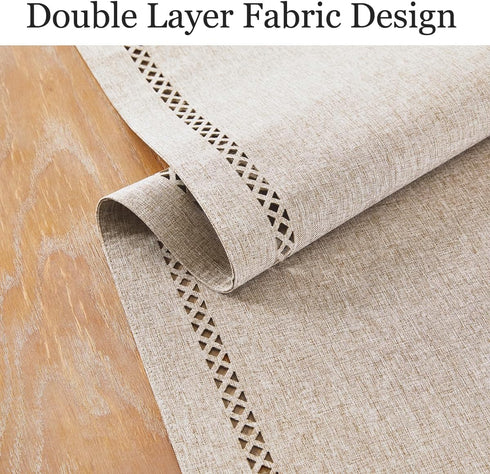 13 36 Inch 36 Inches 13x36 Inches, Burlap Style Farmhouse Table Runner, x Coffee, Rustic Geometric Hollow Table Runners
