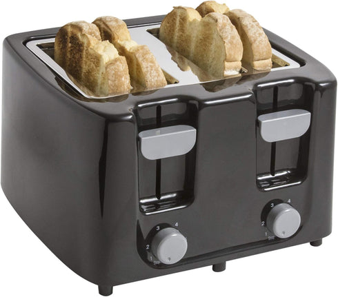Continental Electric CE-TT029 4 Slice Toaster, Cool Touch, Black
