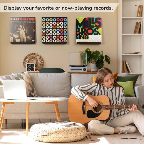 Album 4 Pack, Axeman Wood Vinyl Record Shelf Wall Mount, Floating Shelves for LPs, CD, Holder Wall Display, Elegant