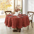 Elrene Home Fashions 70" x 70" Round Elegant Woven Leaves Jacquard Damask Tablecloth, Spice Red, Wrinkle Resistant