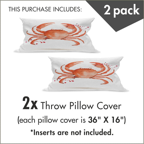 Pack 2, 2 Pcs-36" 16", Ambesonne Crabs Pillow Cushion Cover of Sea Animals Theme in Watercolor Style Effect a Big Crab