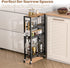 Wheels,4-Tier Narrow Storage Cart with Narrow Kitchen Carts Slim Rolling Cart,Skinny Storage Cart for Small
