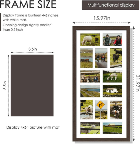 14x30 4x6 4x6 inch DUENPY Picture Frame Collage Picture Frame Displays Fourteen Photos Collage Wall Decor Wall Hanging