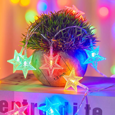 17 50 Minetom Star String Lights Battery Operated - ft LED Star Fairy String Lights with Timer, Waterproof for Indoor