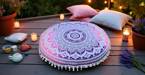 32" ICC Floor Pillows & Cushion Covers, Decorative Hippie Mandala Pouf Pillow Cover Bohemian Seating Meditation Cushion