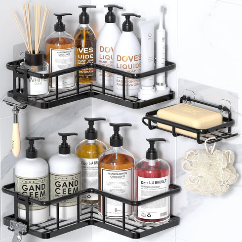 YASONIC Shower Caddy Corner, 3-Pack Adhesive Rustproof Stainless Steel Shower Shelves with