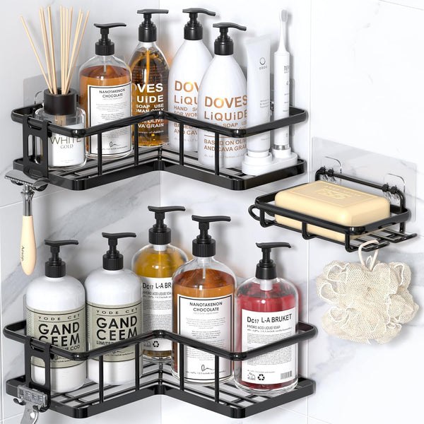 YASONIC Shower Caddy Corner, 3-Pack Adhesive Rustproof Stainless Steel Shower Shelves with