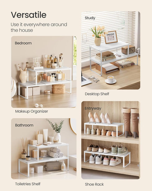 Countertop UKCS007W01 SONGMICS Spice Rack, Expandable Kitchen Shelf, Small Cupboard Organizer, Metal, Space-Saving
