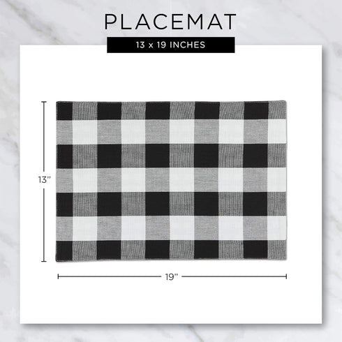 DII Buffalo Check Collection, Classic Farmhouse Placemat Set, 6 Piece, 13x19, Navy & Cream