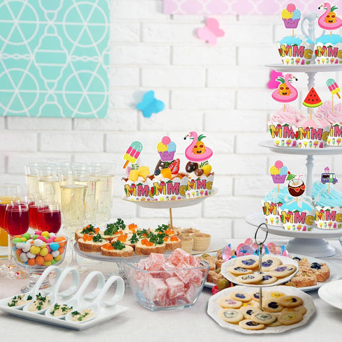 Fouliki Set-Wedding Ice Cream Cupcake Liners & Toppers Four Seasons Baby Shower Birthday Party Decorations,Baking