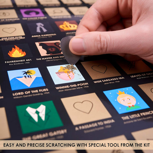 Divalis Scratch Off Poster - 100 Must Read Books of All Times - Reading Bucketlist Chart - Easy to Frame 24x16