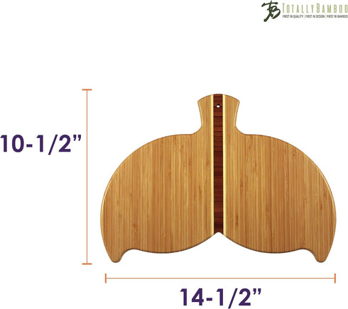 Totally Bamboo Whale Tail Shaped Bamboo Serving and Cutting Board, 14-1/2" x 10-1/2"