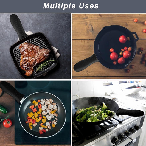 4 Pcs Non-Slip Silicone Hot Handle Holder, Heat Resistant Cover Sleeve for Cast Iron Skillets, Frying Pans