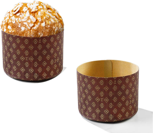 Pastry Chef's Boutique Deluxe Corrugated Panettone Paper Pan Mold, Medium 750gr, 5.75” x 4-3/16”, Pack of 6