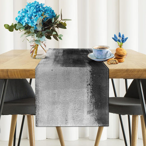 AILUER 13"x 71") Black Grey Table Runners Rustic Farmhouse Linen Table Runners Abstract Art Retro Coffee Table Runner