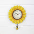 Wall Hanging Flower Clock with Analog Number Face, Sunflower Design