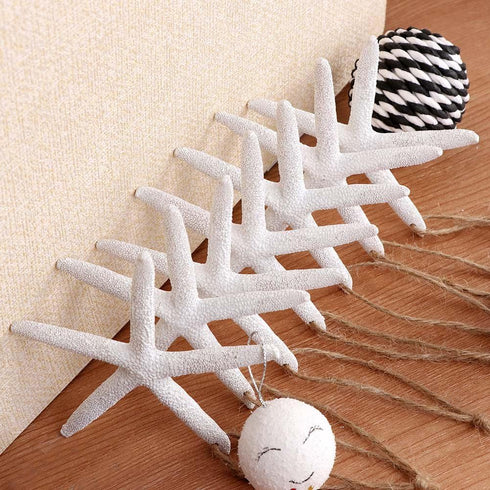 AerWo 20pcs 4 Inches White Artificial Resin Starfish with Rope for DIY Craft Beach Wedding Decorations