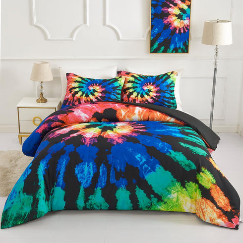 Koniroom Tie Dye Comforter Set Queen Size, Kids Comforter Sets for Teen