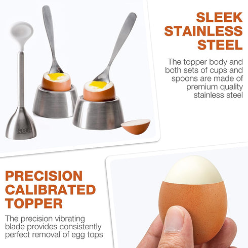 Eparé Egg Cracker Tool with Egg Cups and Spoon for Soft Boiled Eggs