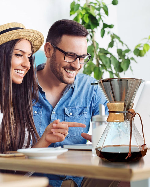 304 Set (34oz AGOGO Pour Over Coffee Maker Glass - Barista Kit with Stainless Filter for Home, Office, Camping, Cafes