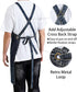 5-Pockets Cotton Denim Apron Soft - Unisex Adjustable Bib Apron with Perfect for Kitchens