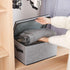 Fabric Storage Boxes, Medium Gray, 3 Pack, 15 x 9.8 x 8.3 Inch Baskets with Lids, Handles, Decorative Linen Organizers