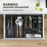Black Bamboo Kitchen Drawer Organizer Bins, Stackable for Silverware, Utensils, Cutlery, 9" x 3" x 2.5"